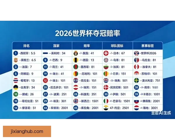 世界杯竞猜赔率分析与趋势解读：2026年赛事前瞻及热门球队赔率预测